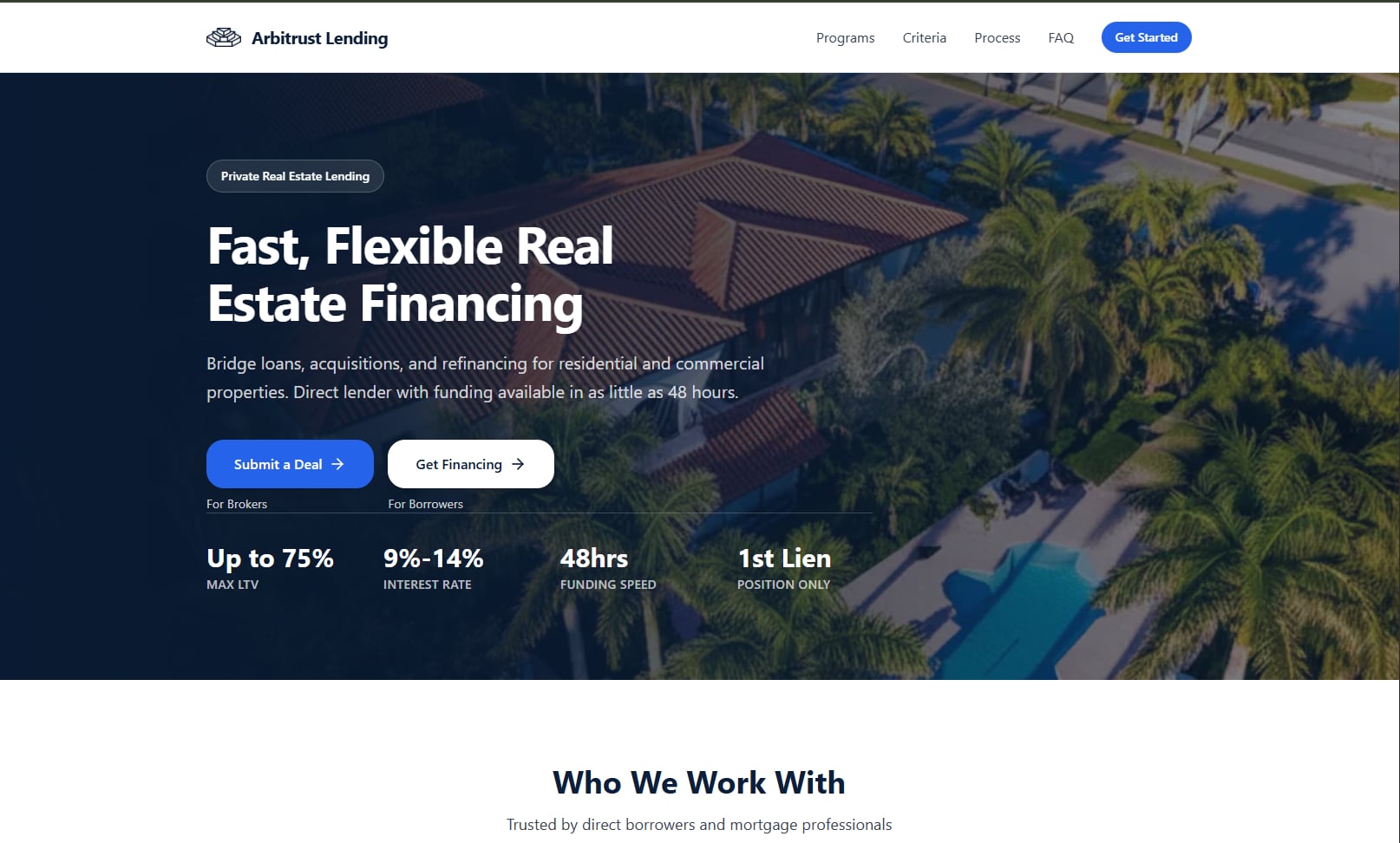 Arbitrust Lending website