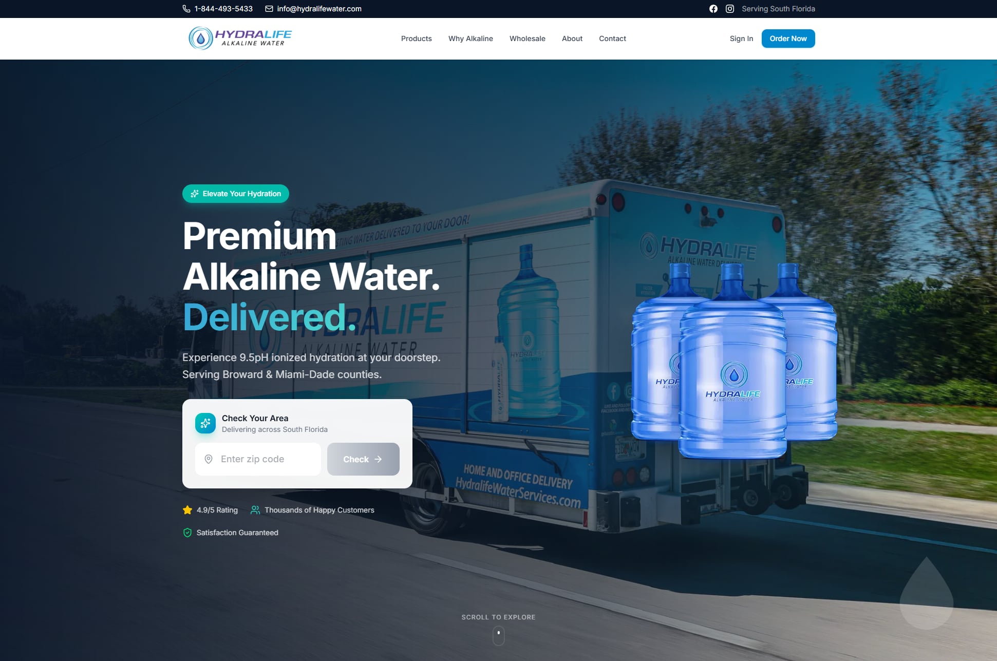 HydraLife Water Services live website homepage
