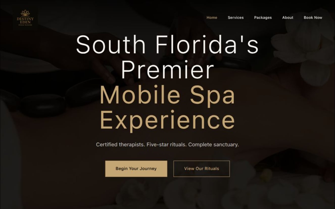 Destiny Eden Mobile Spa website
