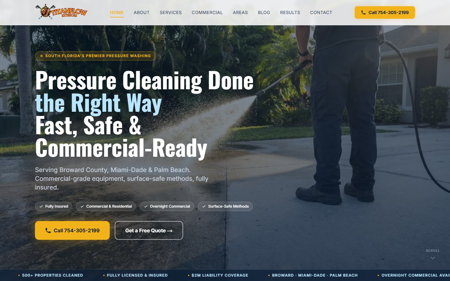 TitanFlow Exteriors live website homepage